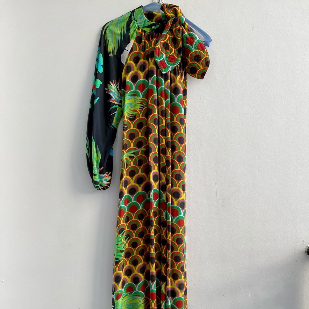 100% silk one shoulder vacation dress